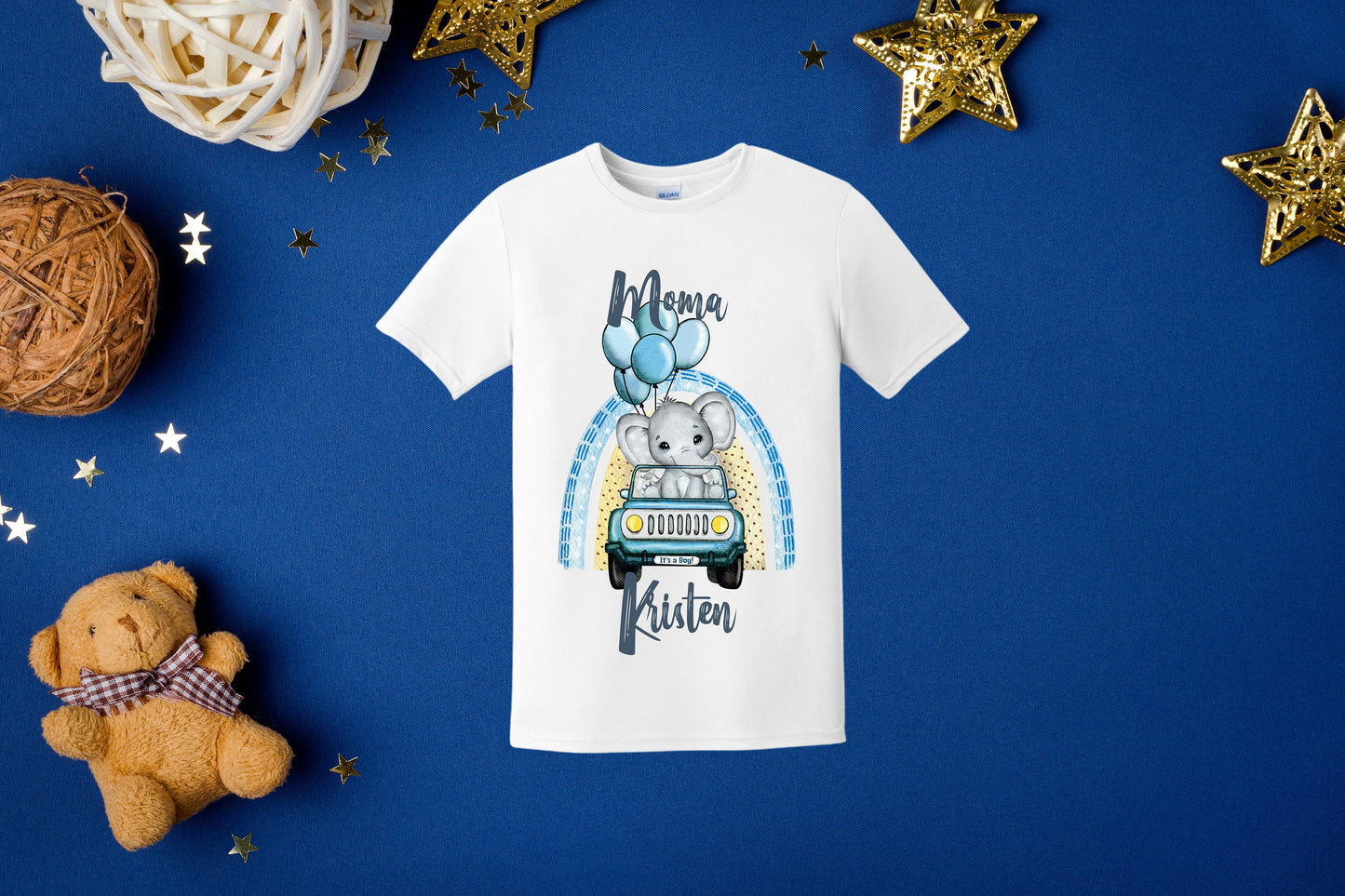 Baby Shower Elephant-themed t-shirts for family and friends