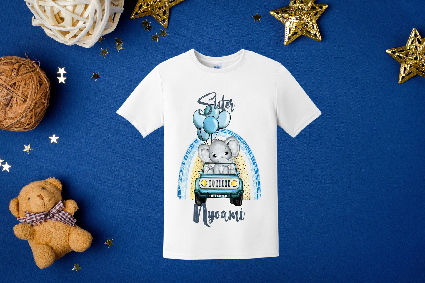 Baby Shower Elephant-themed t-shirts for family and friends