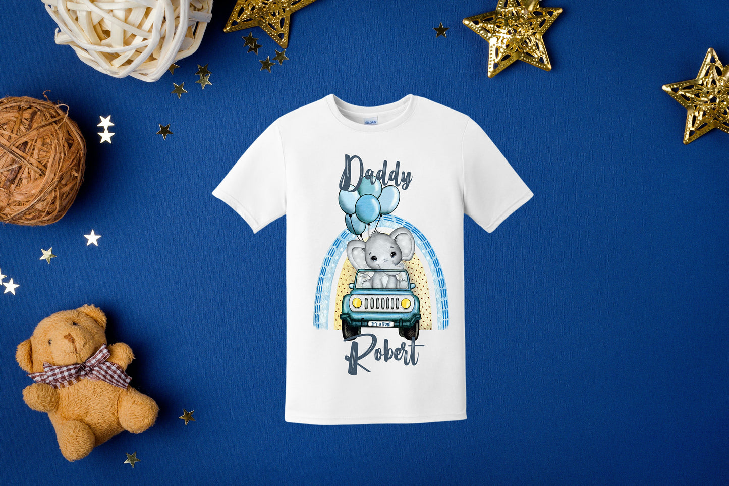 Baby Shower Elephant-themed t-shirts for family and friends