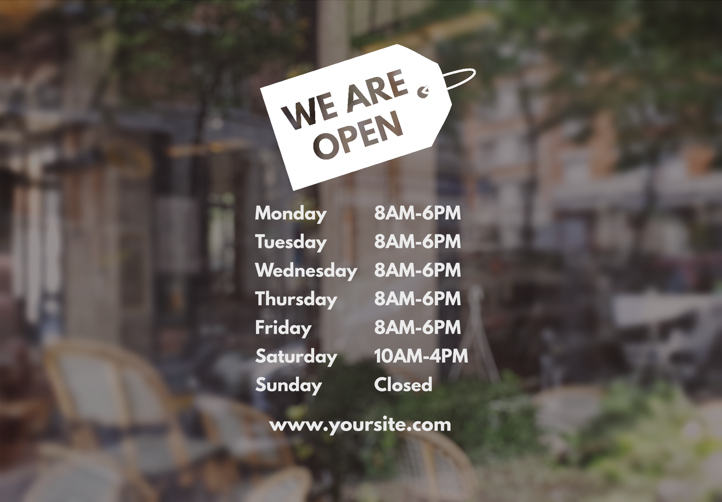 Window Decals for Store Hours - Choose Your Design!