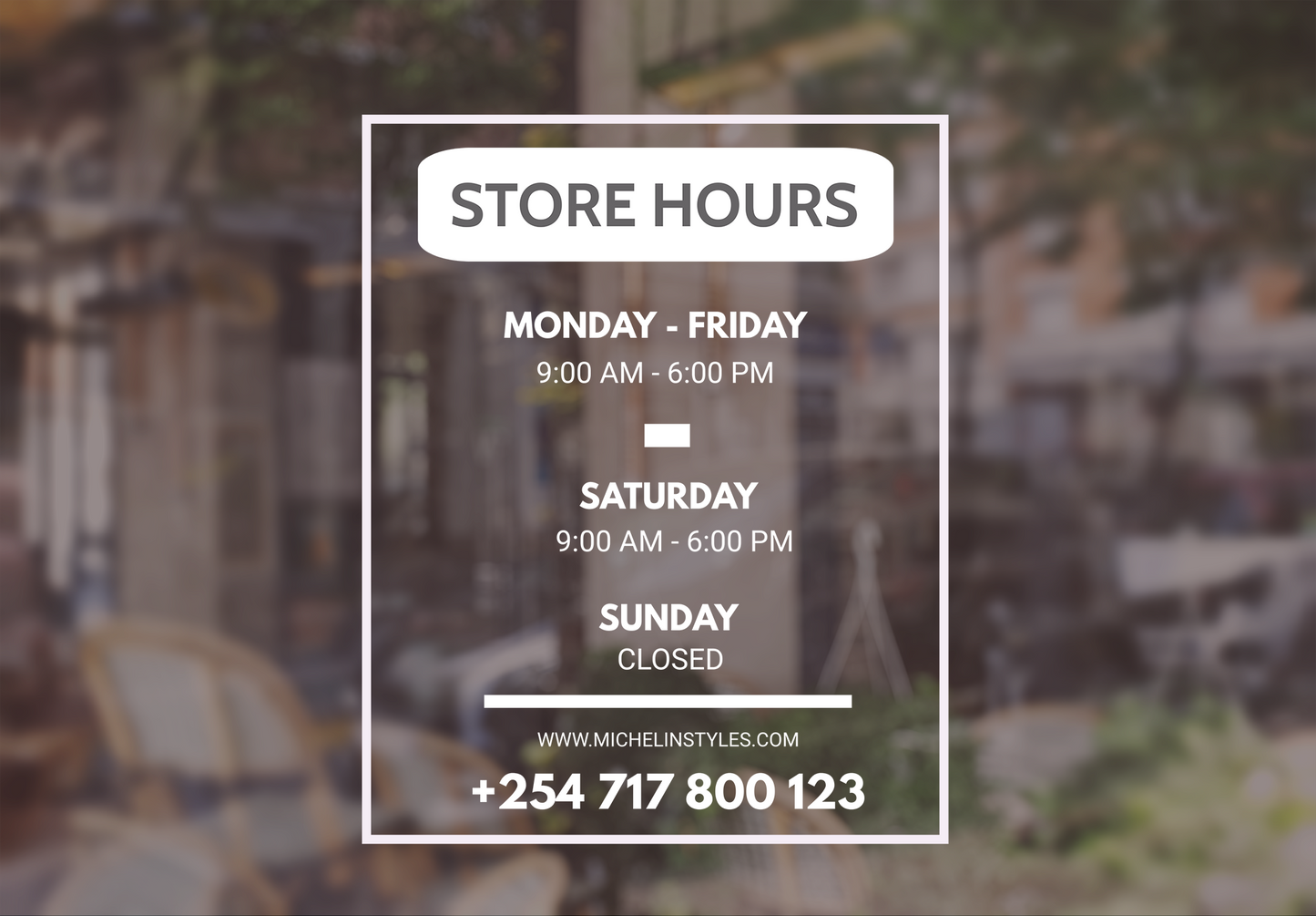 Window Decals for Store Hours - Choose Your Design!