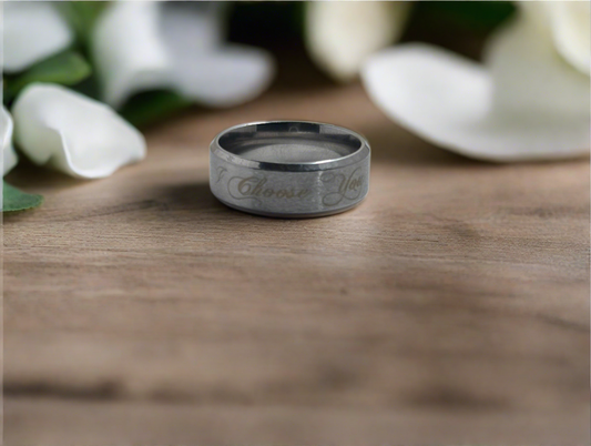 Laser Engraved Men's Stainless Steel Ring - Unique Gift for Him