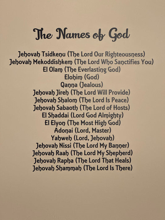 Inspirational Wall Decal- Names of God