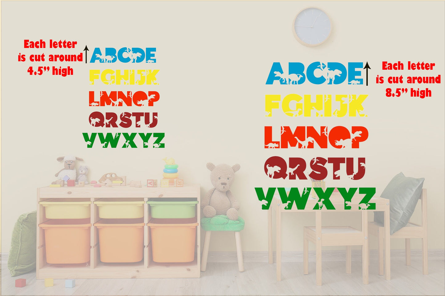 Dinosaur ABC Learning Decals- Set of 26 Letters