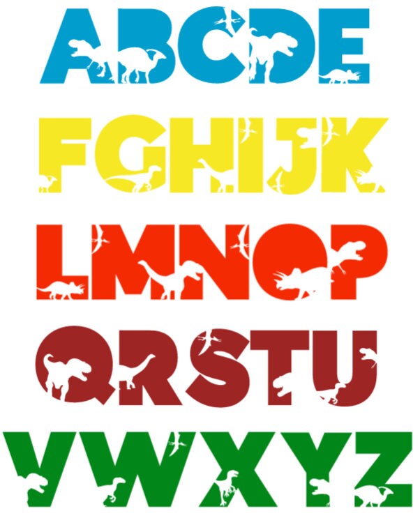Dinosaur ABC Learning Decals- Set of 26 Letters