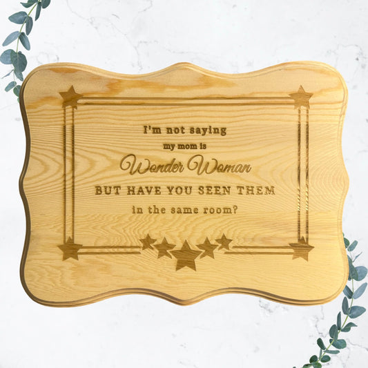 Engraved Wonder Woman Quote Beveled Wood Plaque - 12"x9" Wall Art for Mothers